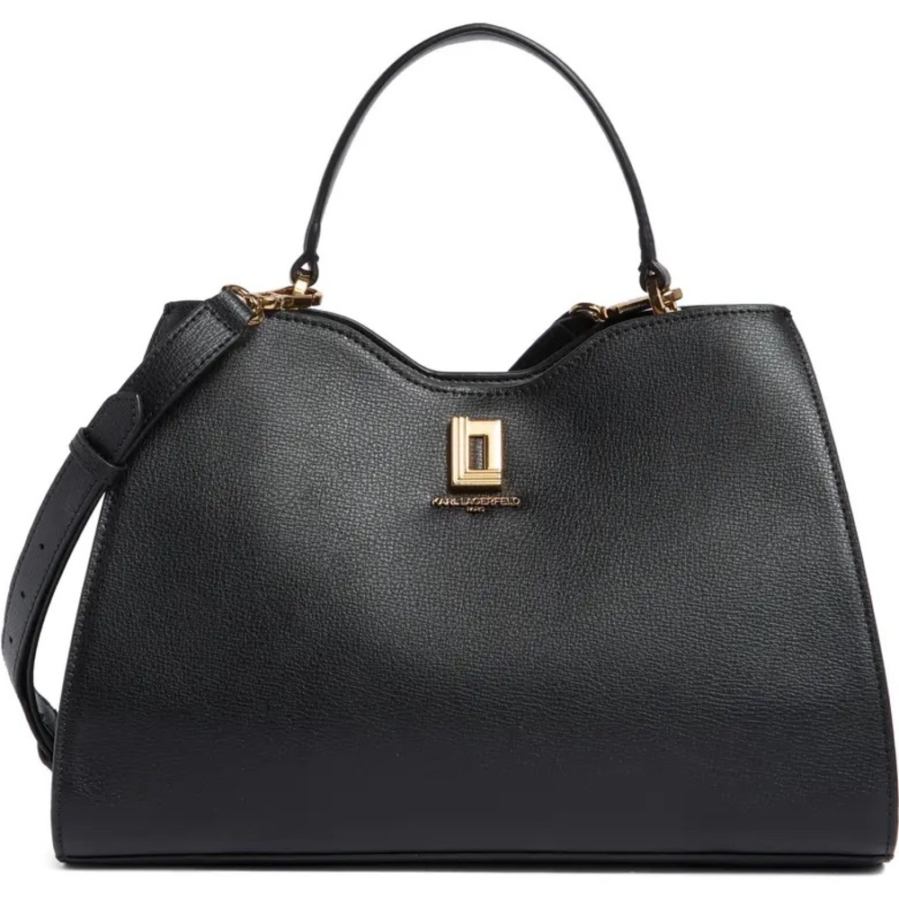 Karl Lagerfeld Black Satchel with Gold Accents